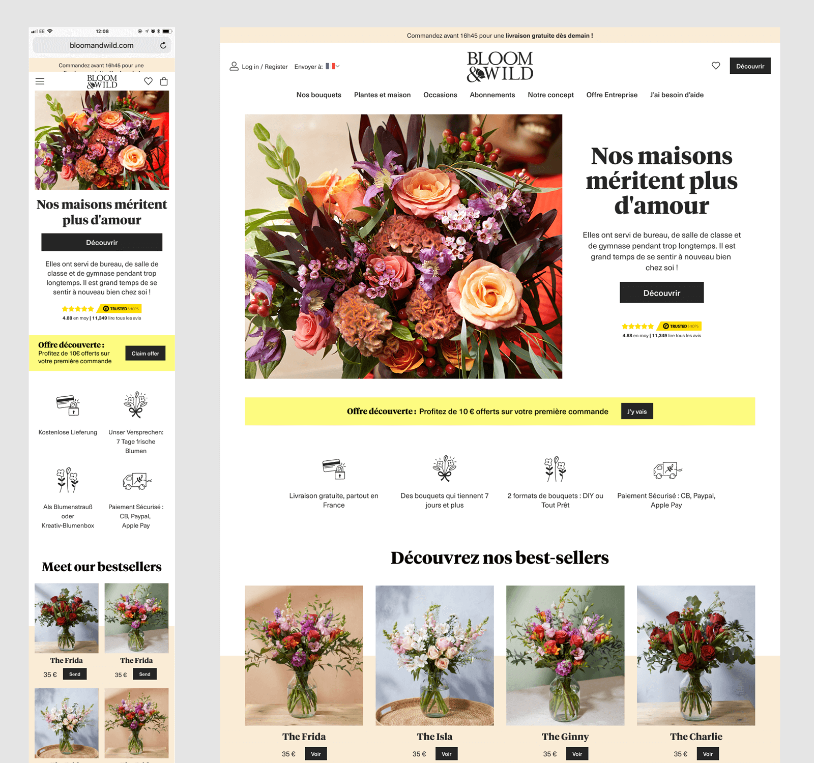 Bloom and Wild Homepage